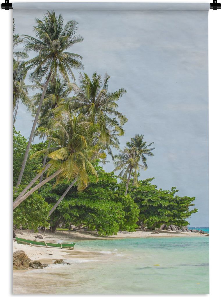 MuchoWow Wandteppich Wandbehang Palmen - Strand - Sommer - Tropisch 90x135 cm Tapisserie Dekoration Wandtuch - Baumwolle - Wandskulptur