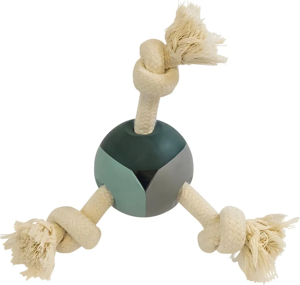 Gioco Cane Palla con Corda e Nodi | Gomma Atossica e Sicura 8cm
