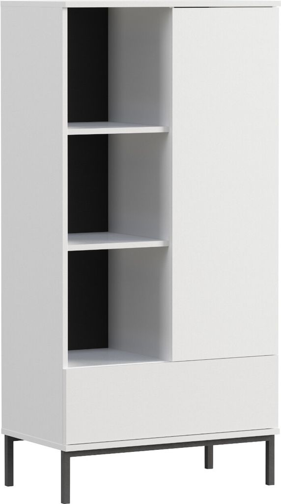 Bücherregal Standregal mit Schublade QUERTY QT03 weiß 70cm breit