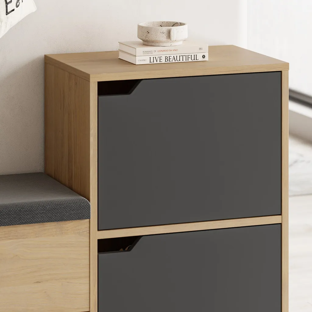 Meuble à chaussures avec assise Haven Skye Decor Anthracite 101cm - 4
