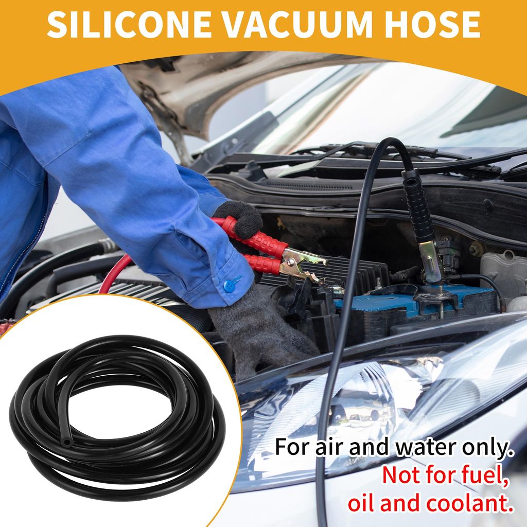1 Stück 130PSI Maximaldruck Universeller Silikonschlauch für Vakuumschläuche für Autos Hochtemperatur-Silikonschlauch Schwarz 10FT 3/16" 4mm ID...