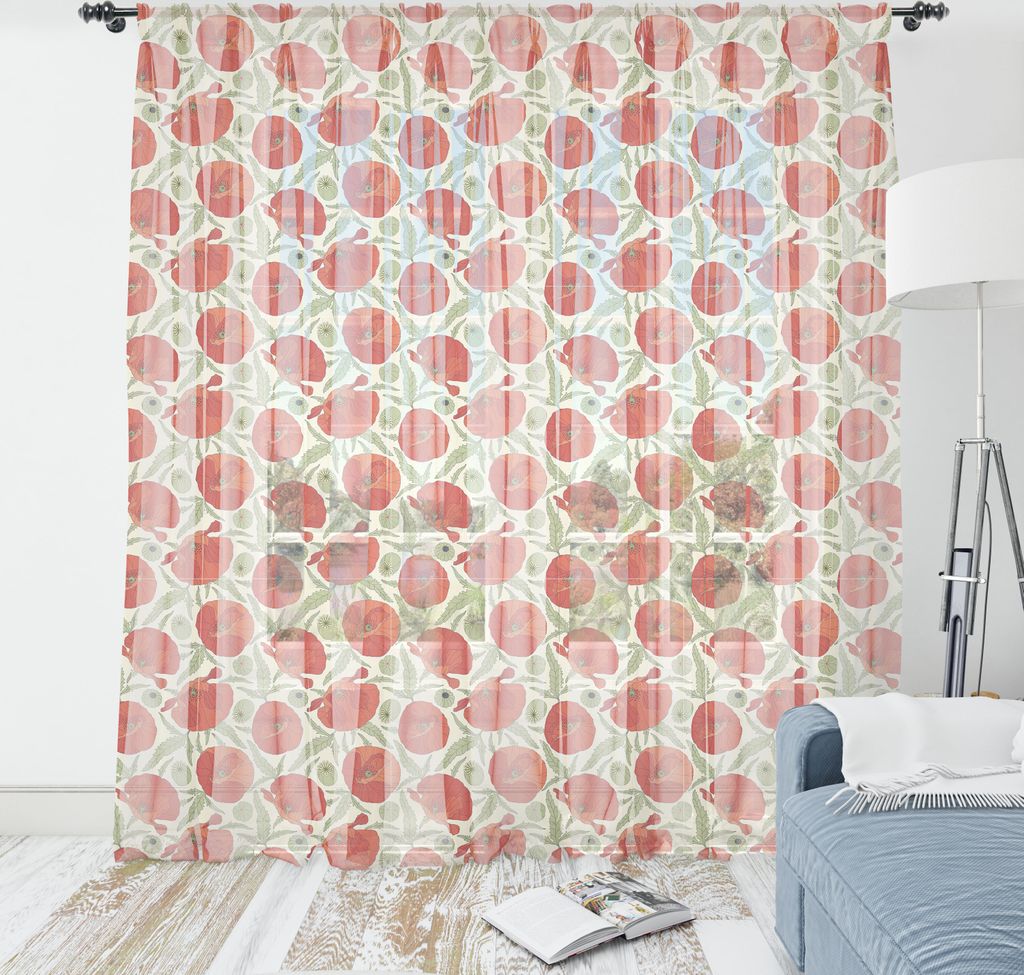 ABAKUHAUS Blumen Wandteppich, Makro-Szene Ansicht von oben von blühendem Mohn mit Blättern, Wohnzimmer Schlafzimmer seidiges Satin Wandtuch, 160...