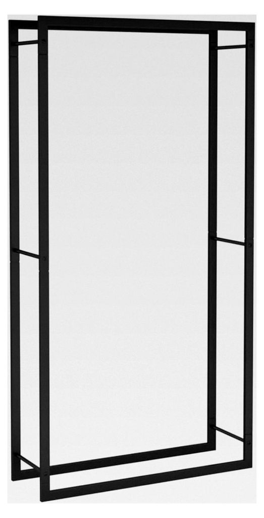 Brennholzregal aus Stahl für den Außenbereich, Holzständer, Holzhalter, Holzstapelhilfe mit Abdeckung, mattschwarz, 80x28x154 cm