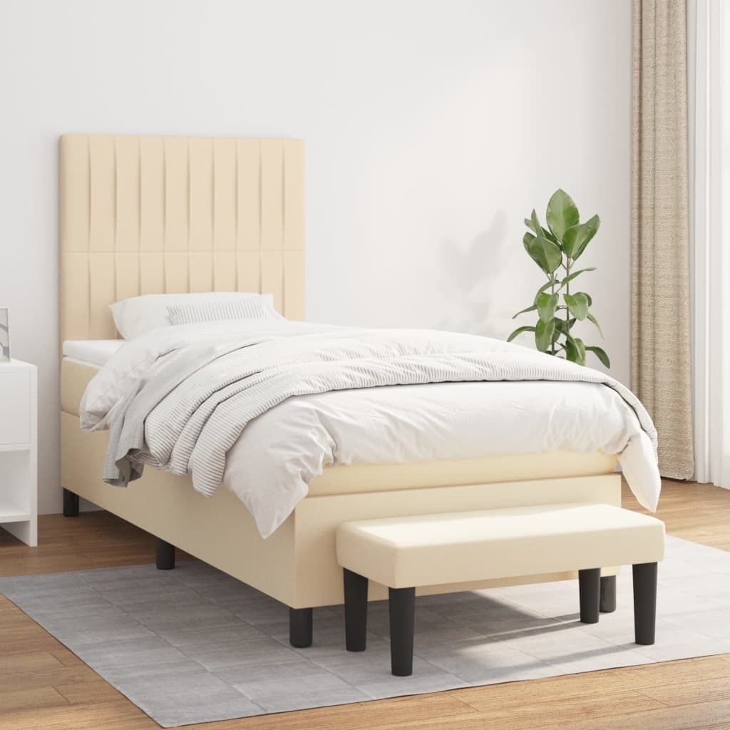 Maison Exclusive - Boxspringbett mit Matratze Creme 100x200 cm Stoff