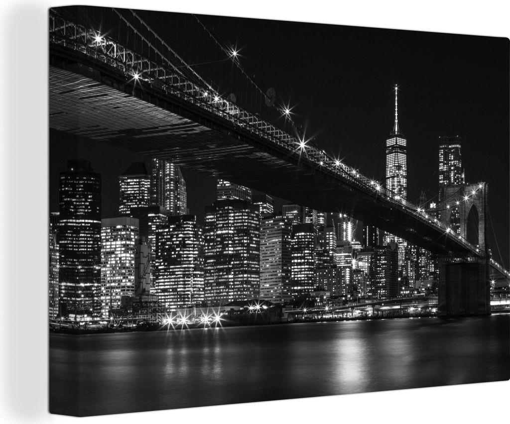 OneMillionCanvasses - Leinwandbilder - 140x90 cm, New York - Brooklyn - Brücke, Wandbilder Kunstdruck Wanddekoration - Foto auf Leinwand - Gemä...