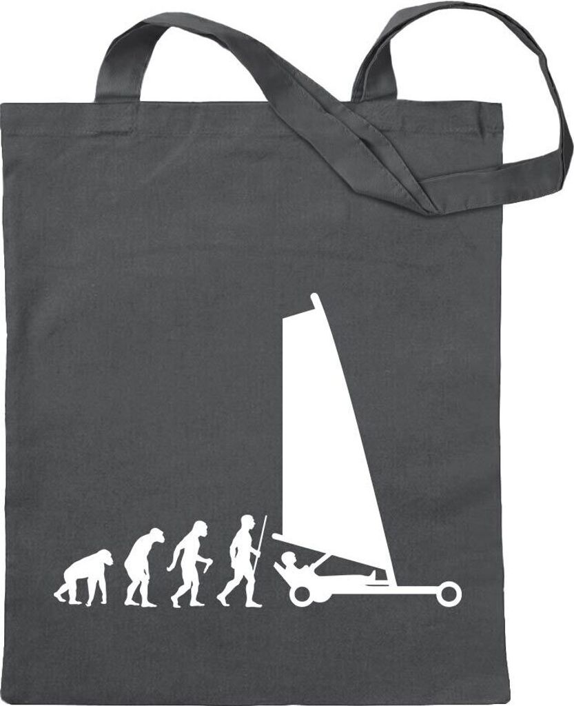Kiwistar - Baumwolltasche - stahlgrau - Strandsegeln Evolution - Tragetasche Stoffbeutel Umhängetasche Langer Henkel