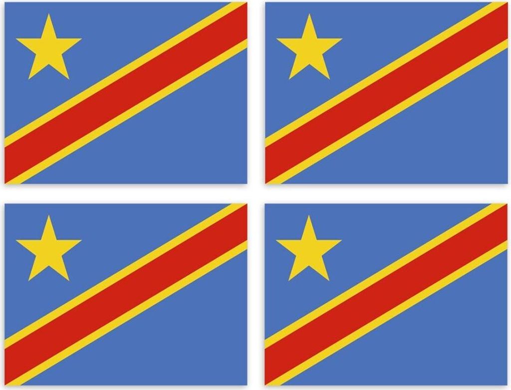 Kiwistar Aufkleber 4-er Set 4,5 x 3,4 cm Kongo, Demokratische Republik - Land Staat Autoaufkleber Flagge Länder Wappen Fahne Sticker Kennzeichen -...