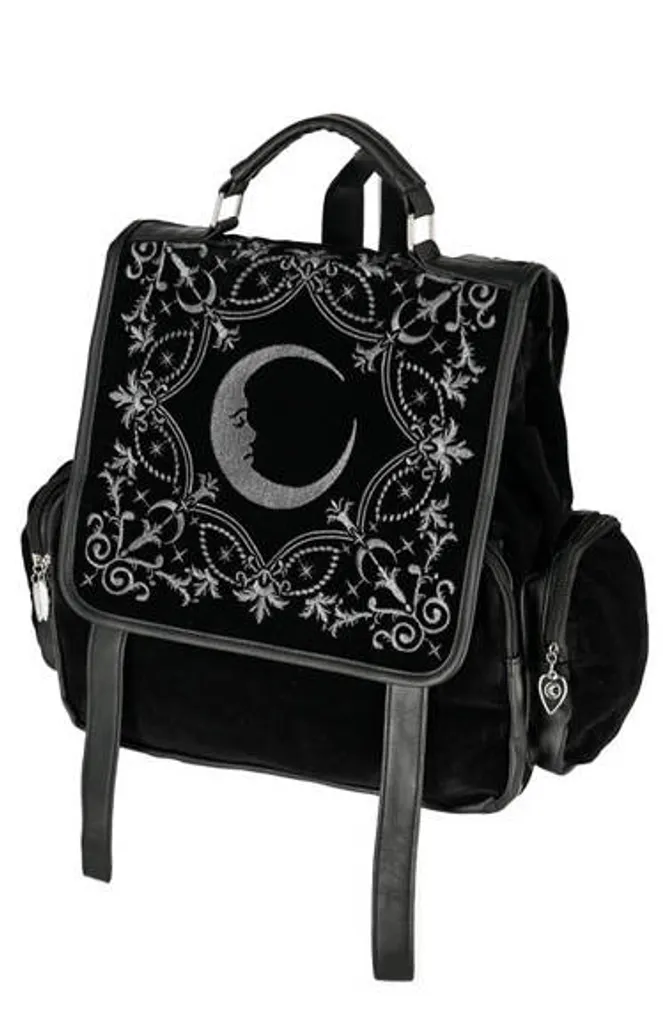 Petit sac à dos gothique Restyle Crescent en similicuir et velours