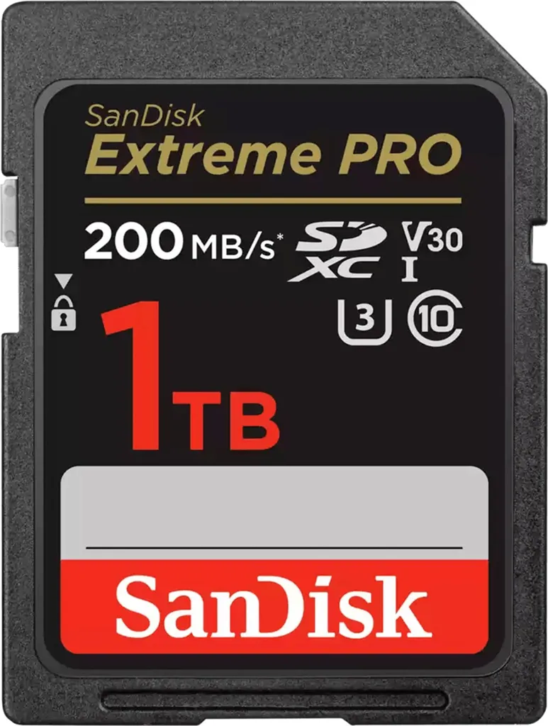 SanDisk Extreme PRO SDXC 1000 GB V30 avec Vitesse de Transfert de 200 Mo/s