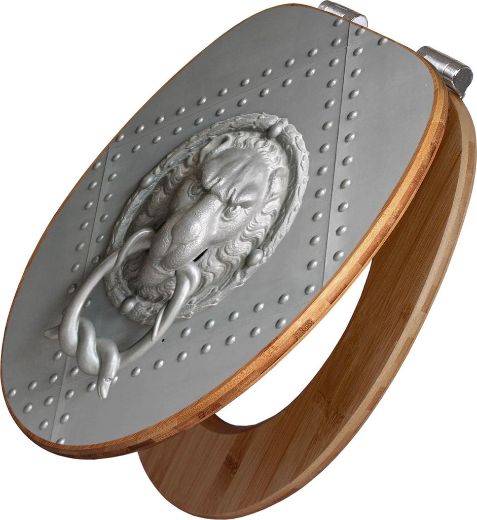 banjado Design WC Sitz Bambus Absenkautomatik -Eisentor - Toilettendeckel mit Absenkautomatik Holz/hochwertiger Bambus Klodeckel/WC-Sitz für alle ...
