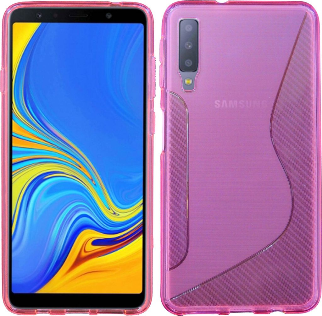 SAMSUNG GALAXY A7 2018 ( A750F ) Handy Silikon Schutzhülle Cover Case Pink