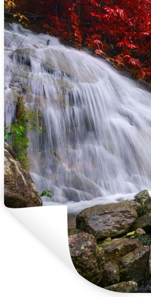 MuchoWow Wandtattoo Wandsticker Wandaufkleber Wasserfall - Felsen - Wasser - Herbst 20x40 cm Selbstklebend und Repositionierbar - Selbstklebend -...