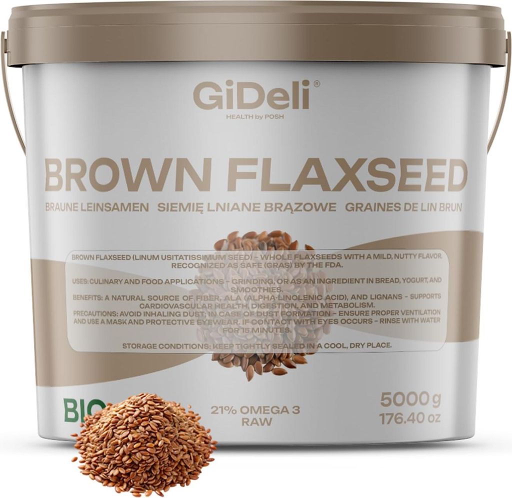 GiDeli Leinsamen Braun 5kg für Küche Superfood Premium Gesundheit Ernährung