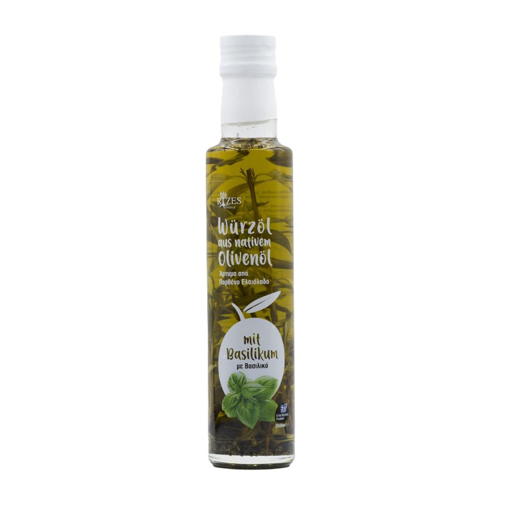Rizes Greece Würzöl aus nativem Olivenöl Extra mit Basilikum (250ml)