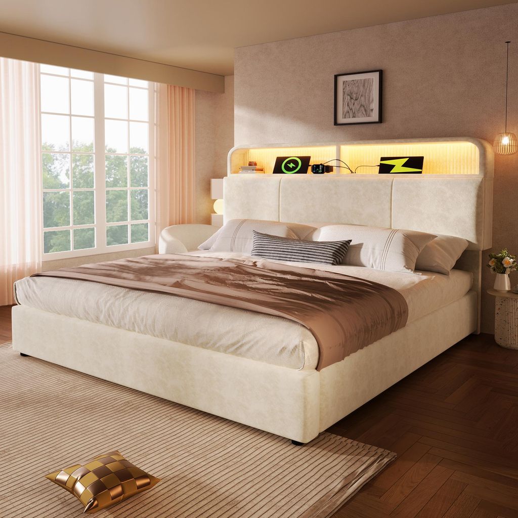 OKWISH Lit Coffre 180x200 cm - Lit Double Capitonné avec Image du produit 