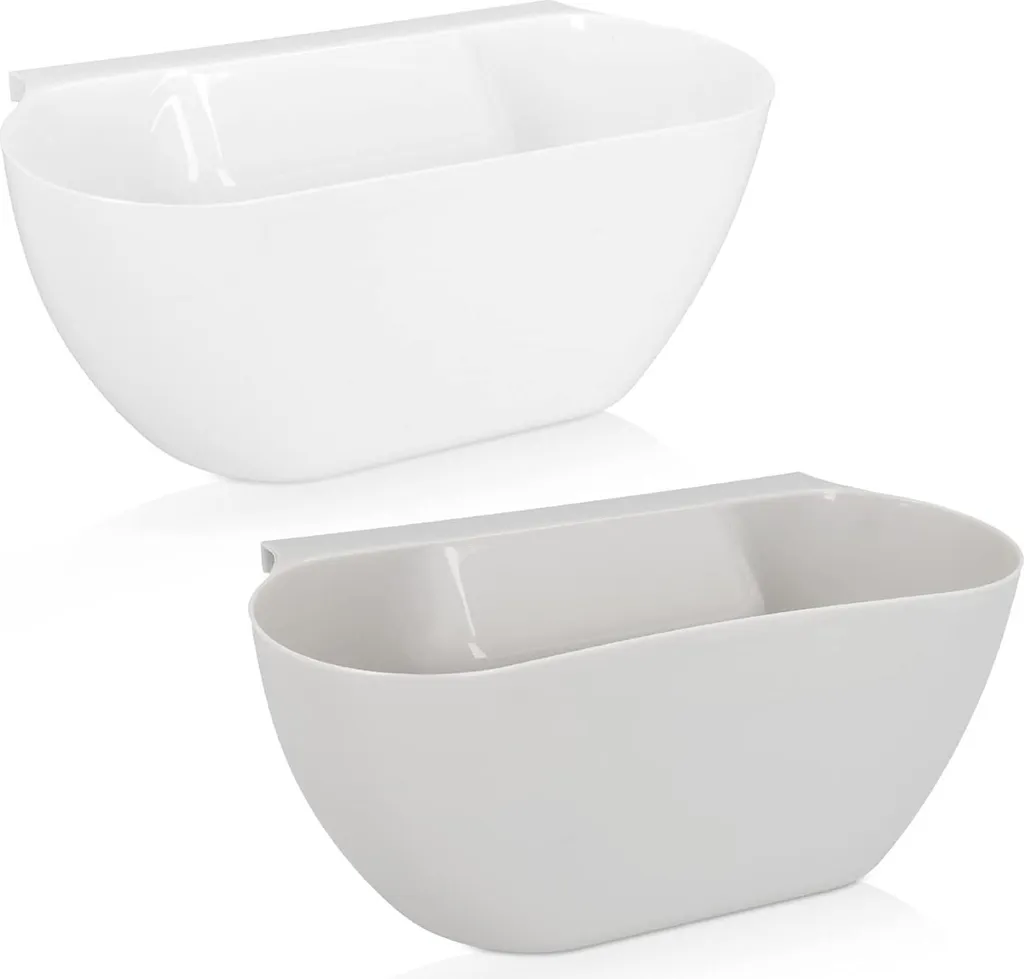 Poubelle suspendue de cuisine 38L Blanc et Gris - Bac à déchets lavable