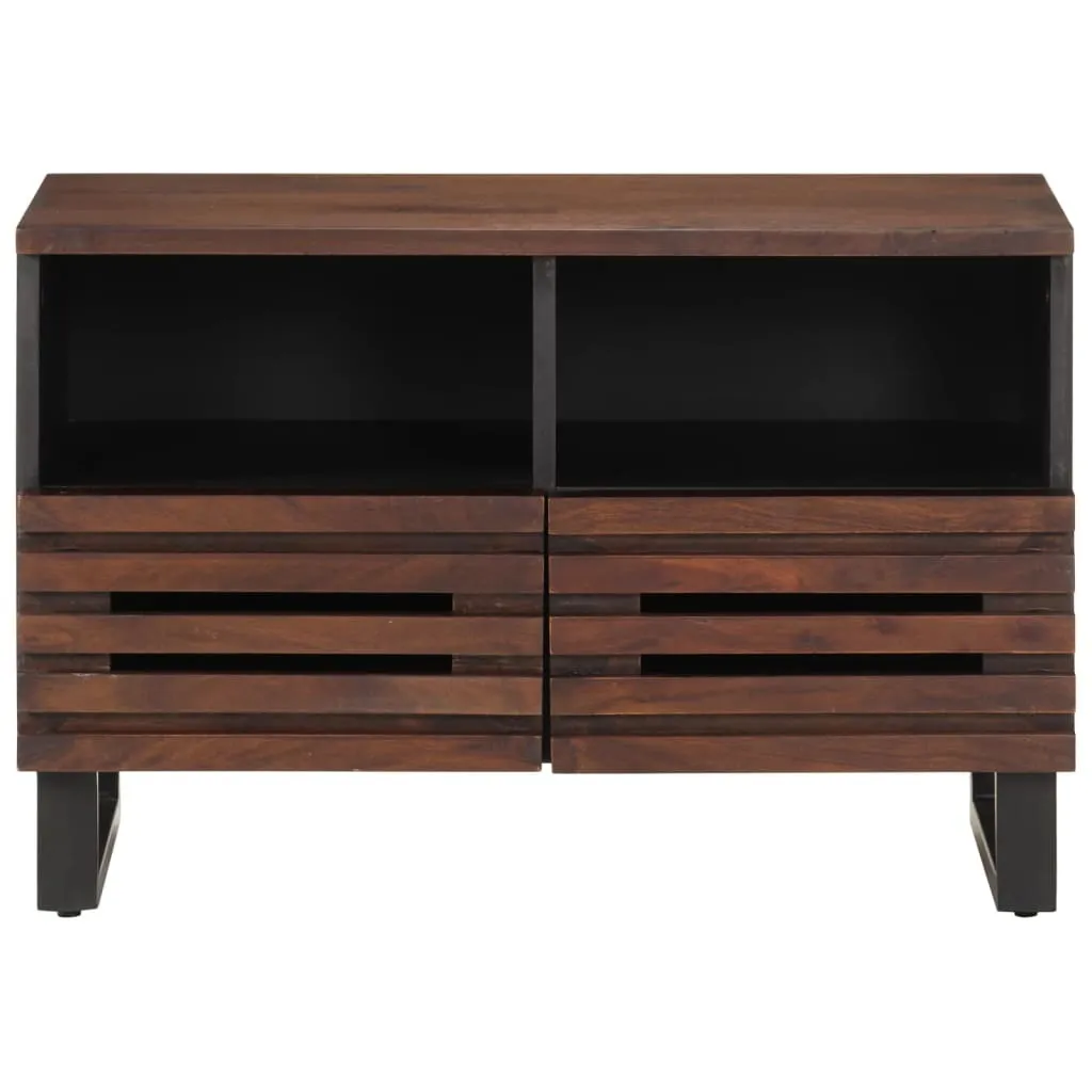 Porta TV Industriale SYFAX 70cm Legno di Mango Massiccio Marrone