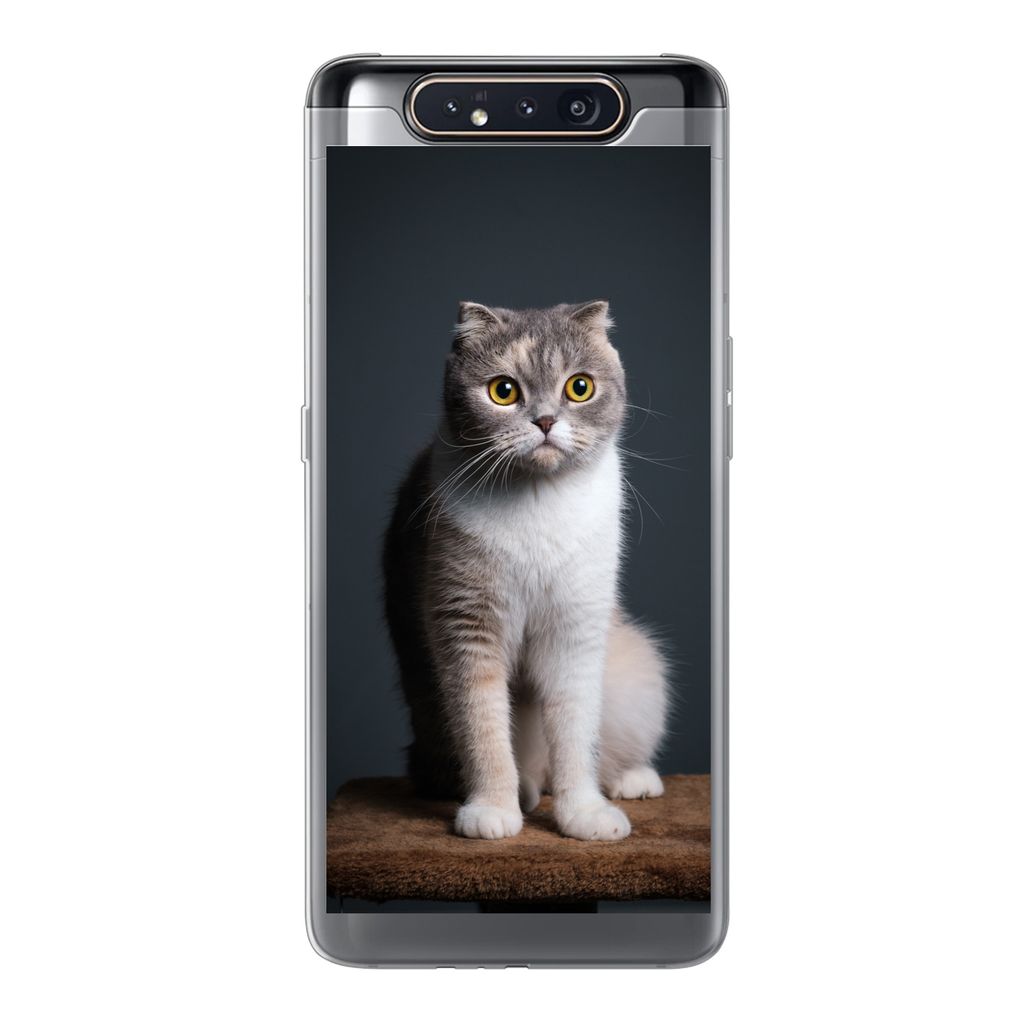 MuchoWow Handyhülle Schutzhülle Hülle für Samsung Galaxy A80 Katze - Haustiere - Licht Silikon Softcase Handy Hülle - Schutzdeckel