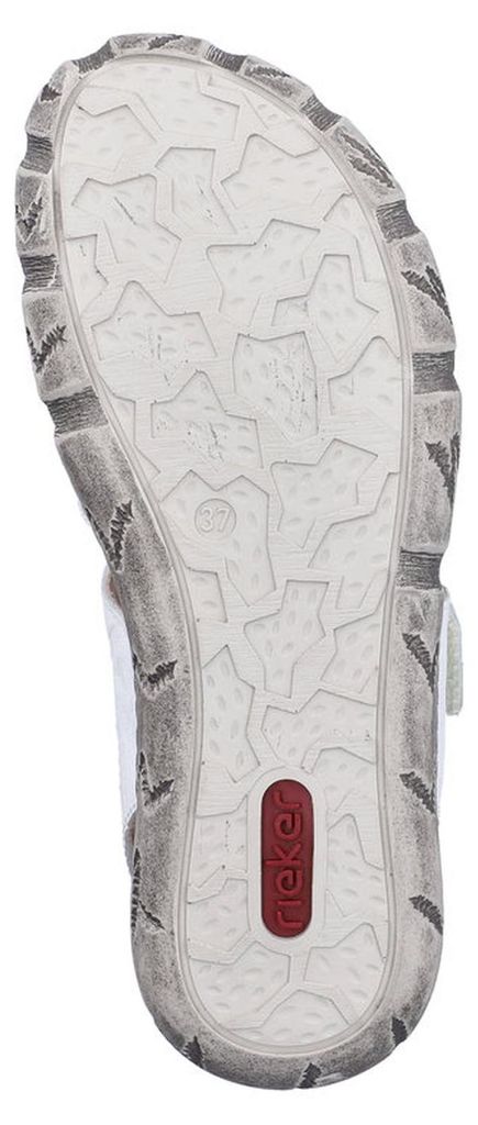 Rieker Damen Sandale aus Leder sportlich mit Klettverschluss V5151, Größe:42 EU, Farbe:Weiß