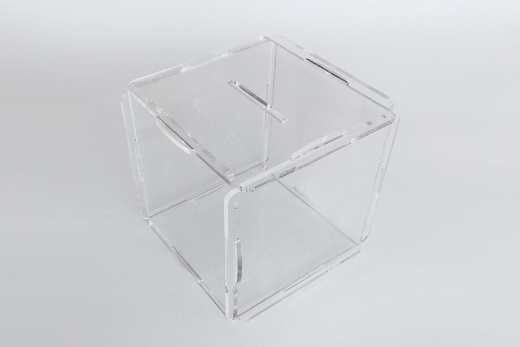Velká pokladnička z plexiskla 150 x 150 x 150 mm Obrázek produktu 
