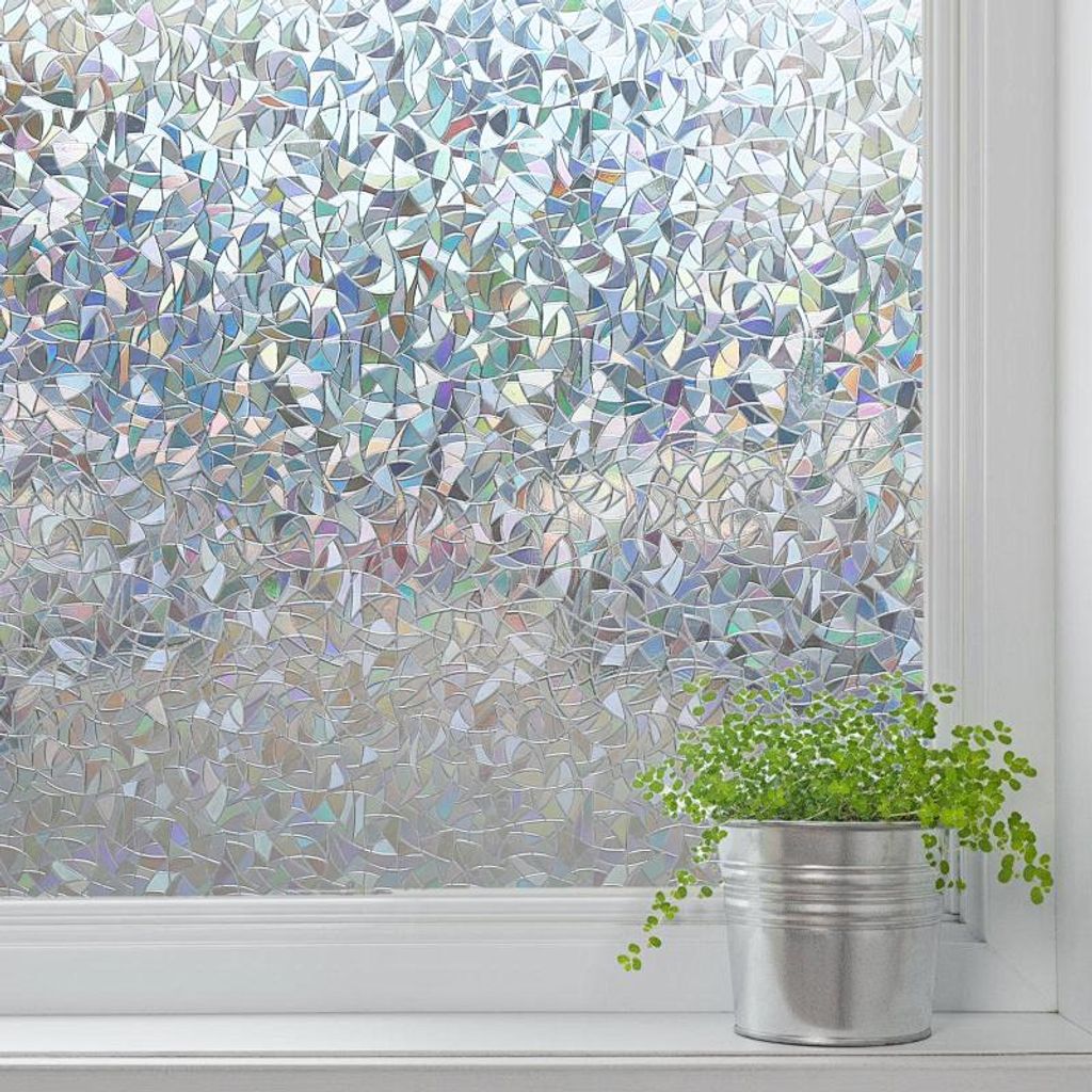 Izrielar Fensterfolie 3D Schuppen,Sichtschutzfolie Fenster Milchglasfolie,statisch haftend ohne Klebstoff,Anti-UV Folie für Bad und Büro,90*200CM...