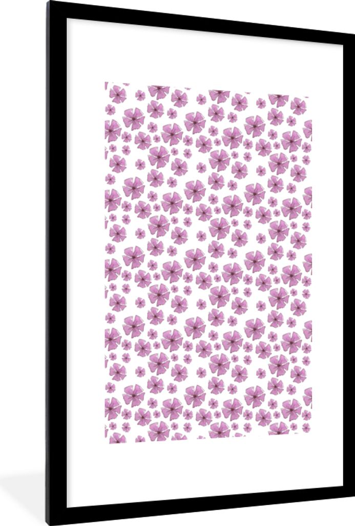 MuchoWow MuchoWow Gerahmtes Poster Blumen - Sakura - Rosa 60x90 cm - Poster mit zchwarzem Bilderrahmen - Dekoration - Wandposter Wohnzimmer - H...