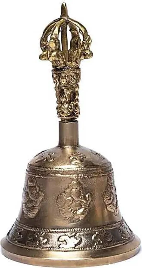 Cloche Spirituelle Ganesh Ohm en Laiton M - Finition Artisanale 15,7 cm