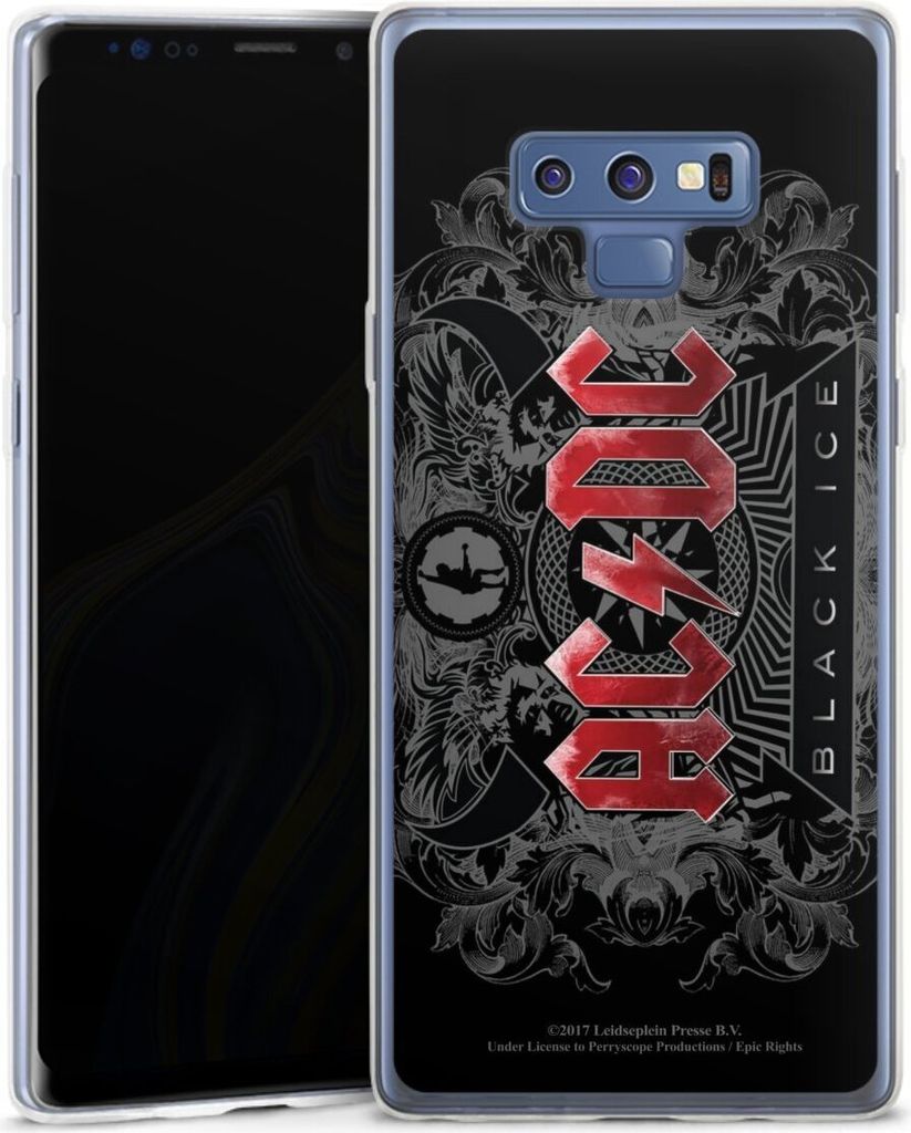 DeinDesign Slim Hülle für Samsung Galaxy Note 9 Silikon Case Ultra Dünn Handyhülle ACDC Black Ice Fanartikel