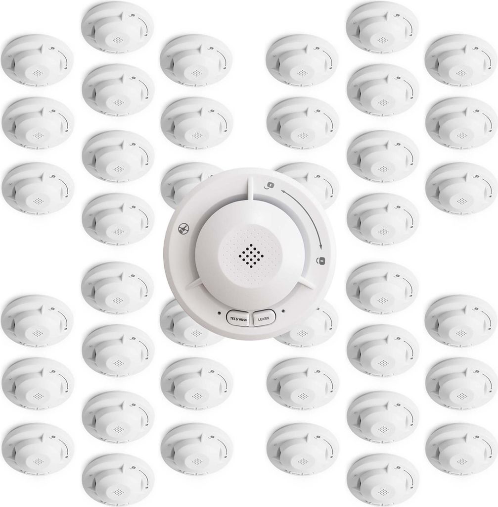 Wiltec Rauchmelder vernetzt 40x mit 10-Jahres-Batterie und Funktechnologie Fotoelektrischer Feuermelder mit 85 dB Alarm für effektiven Brandschutz...