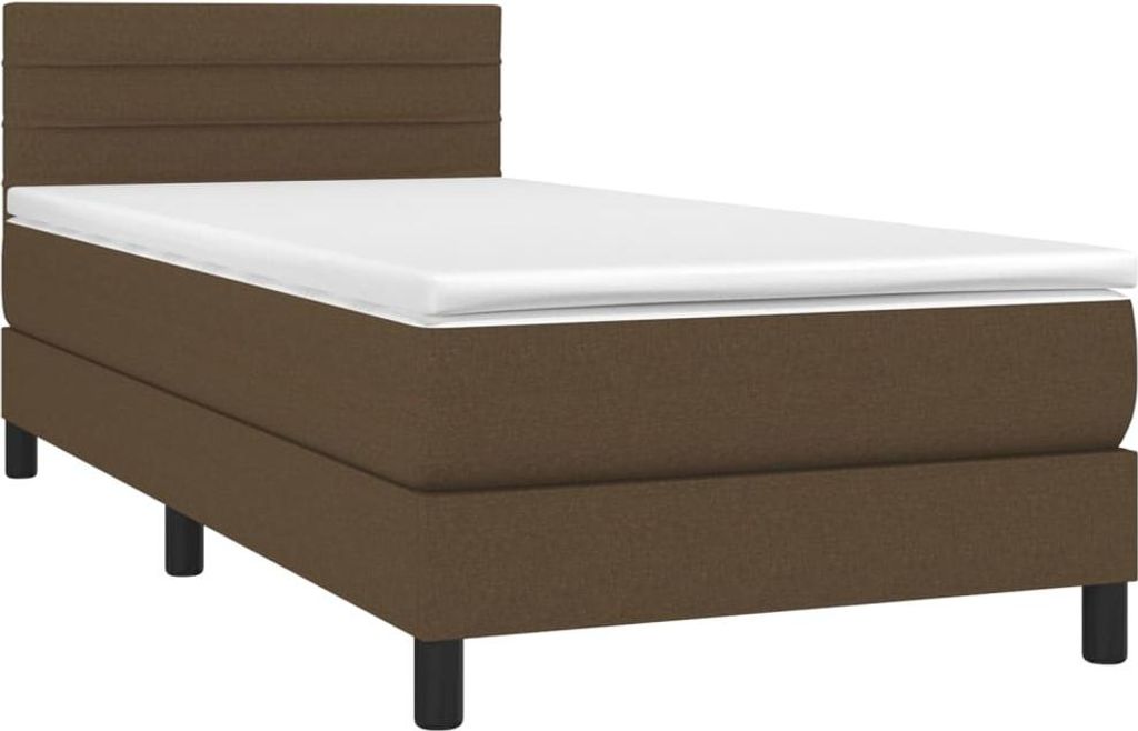 vidaXL Boxspringbett mit Matratze Dunkelbraun 90x200 cm Stoff
