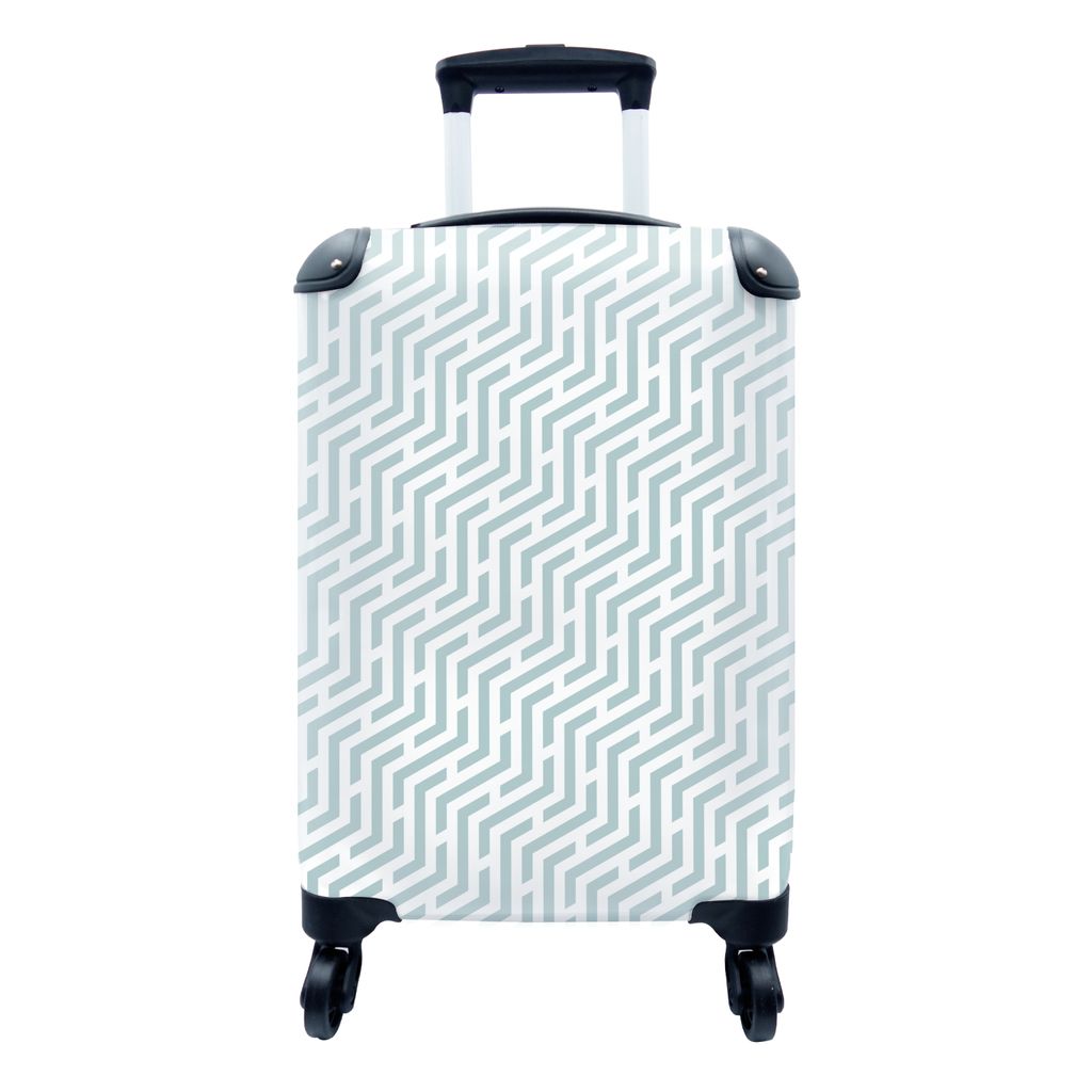 MuchoWow Koffer Handgepäck Trolley Rollkoffer Kleine Reisekoffer mit 4 Rollen - Design - Geometrie - Muster - Grün - Cabin Size < 55x40x23 cm &...