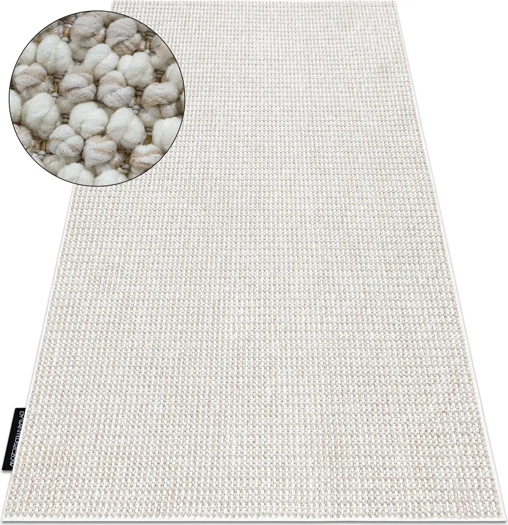 Tapis Texture Loop Soft Beige et Blanc, Fibre Douce Durable 60x100 cm