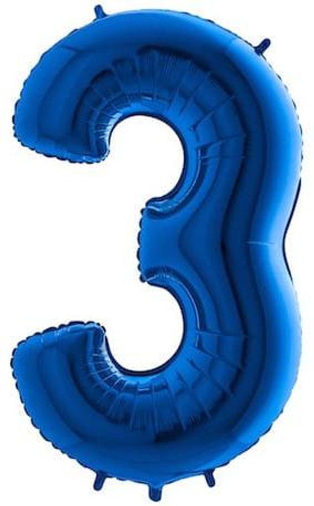 Riesenzahl Folienballon 40"/102cm | Blau Zahl: 3 Produktbild 