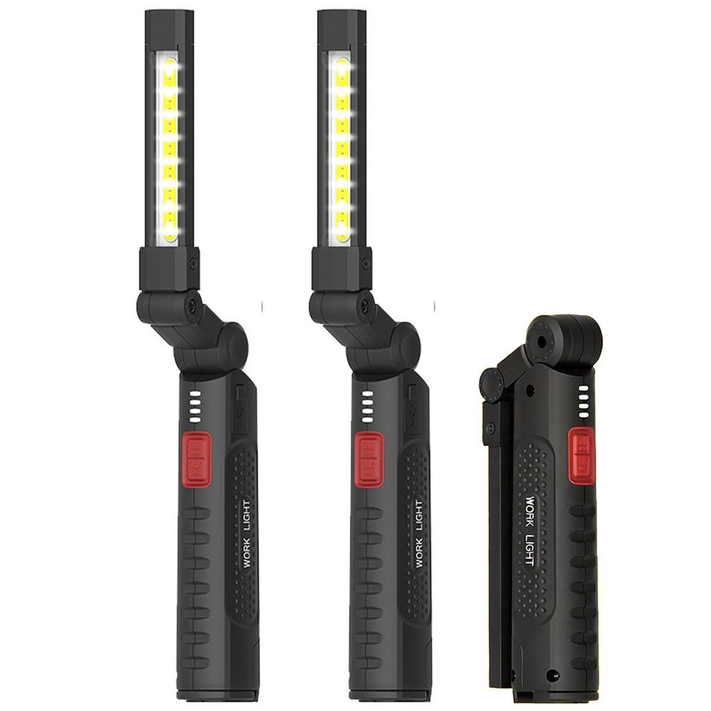 2 Stück LED Arbeitsleuchte Werkstattlampe,Handlampe,Wiederaufladbare USB Inspektionsleuchten mit Magnet und Haken für Auto Reparatur Camping Notfall