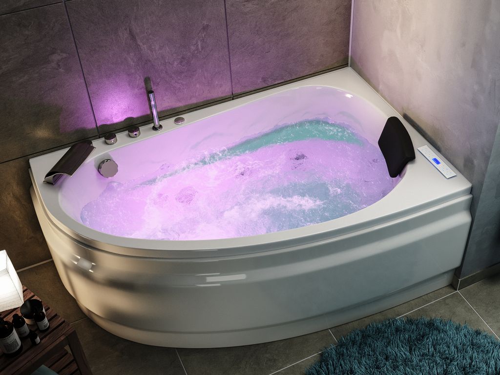 Stardust rechts Premium Whirlpool Set (L/B/H) 150/95/58,5 cm : Mit Armaturen Varianten: Mit Armaturen