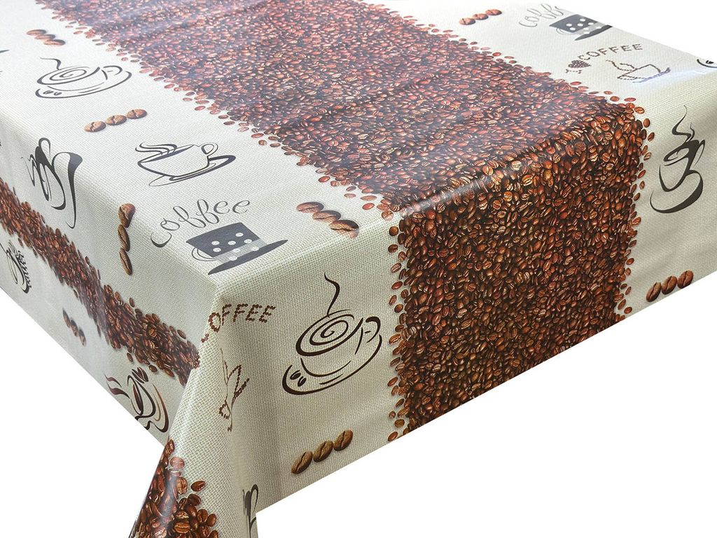 Wachstuch Wachstücher Tischdecke Abwaschbar Wasserdicht Gartentischdecke Kaffee Coffee WF-4611A 180x140 cm