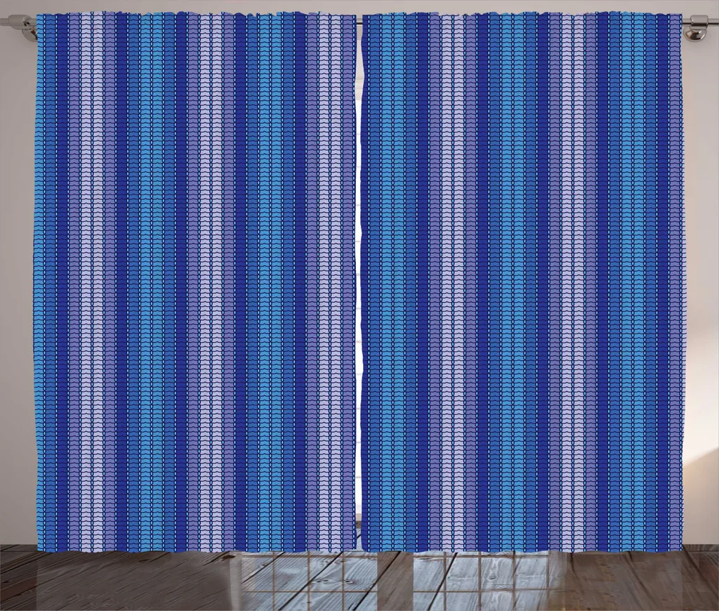 Rideau à Hachures Verticales Multicolore avec Système Boucles et Crochets