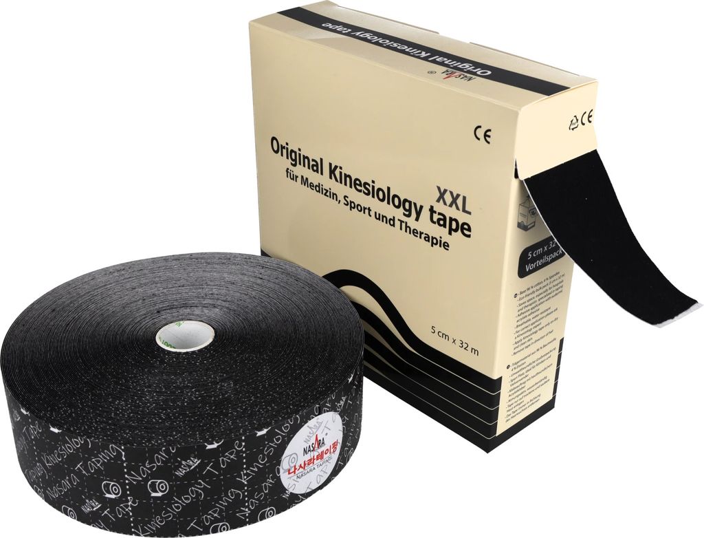 NASARA Kinesiologie Tape 5cm x 32m : Schwarz Farbe: Schwarz