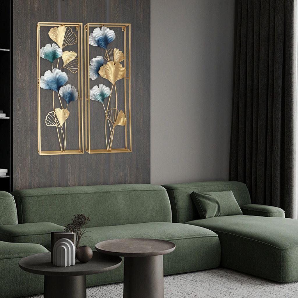 Moderne Wanddeko aus Metall Gold weiß - Wandskulptur zum Aufhängen main image 1
