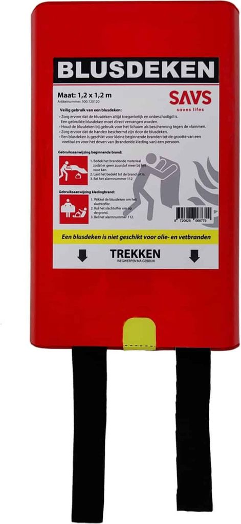 SAVS Löschdecke Küche Wohnung Büro Auto Wohnwagen - 120x120 cm - Glasfaser Brandschutzdecke zum Aufhängen - Brandschutz Decke Feuerdecke Feuerl...