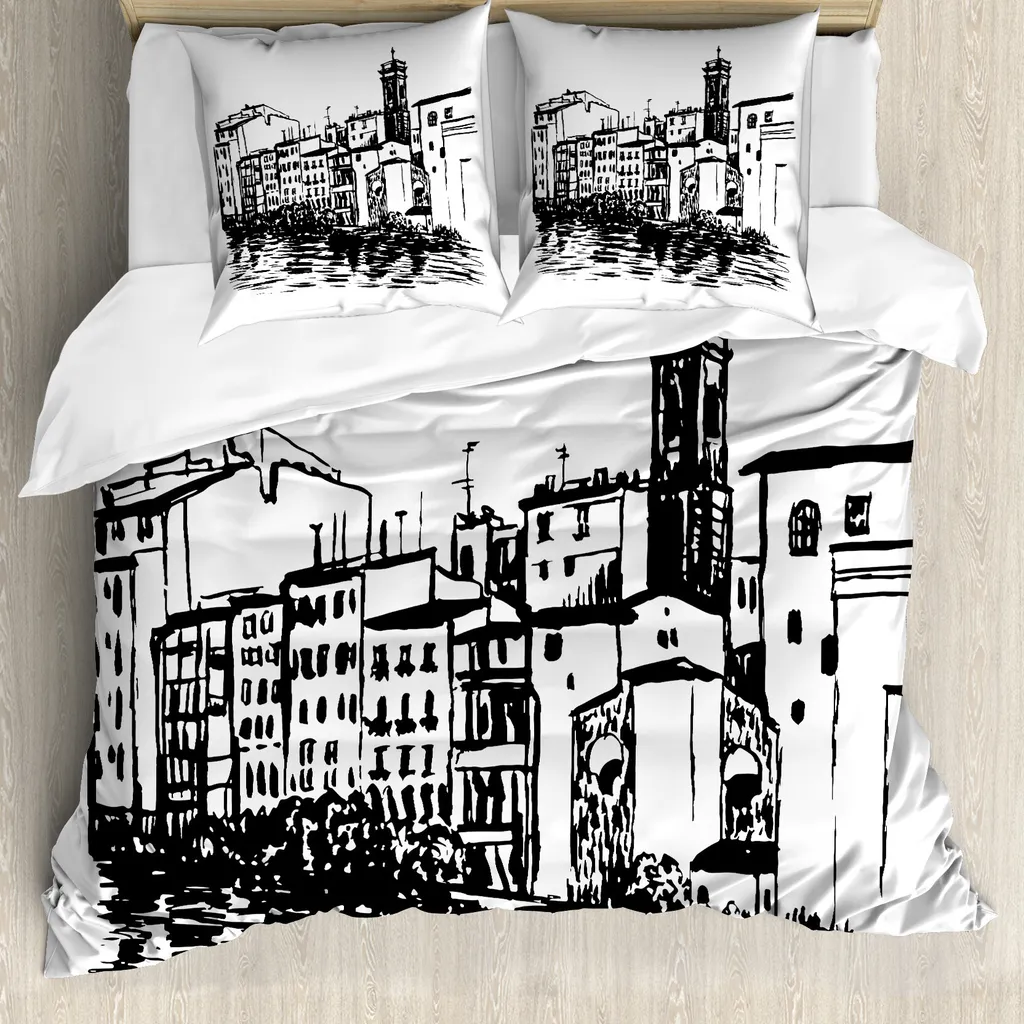 Copripiumino Venezia ABAKUHAUS Bianco Nero 155x220 Antiacaro