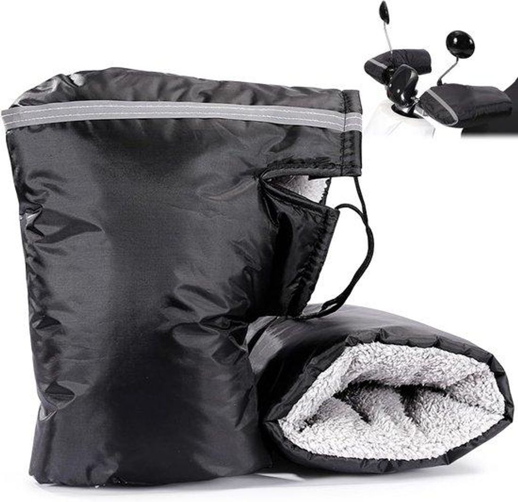 Motorradlenkerhandschuhe, Lenkerwärmer für Motorrad, Scooter und Fahrrad, weich gefüttert, warm im Winter, wind- und wasserdicht, mit reflektier...