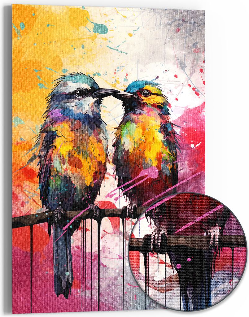 DEQOART Hybrid Leinwand Bild 60x90 cm 'Lebendige Zweisamkeit' Wandbild Glas flach modern