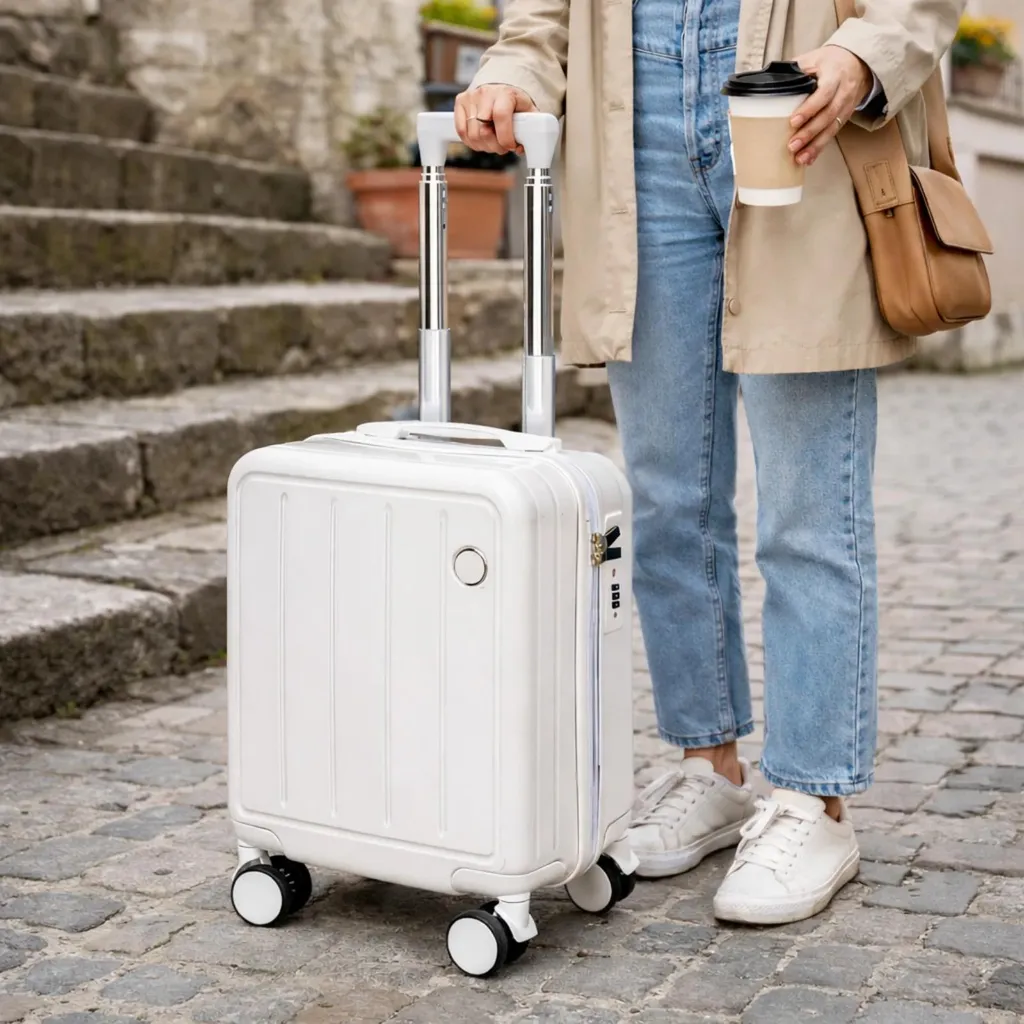 Bagage à main rigide en ABS blanc de 35cm avec poignée télescopique - 2