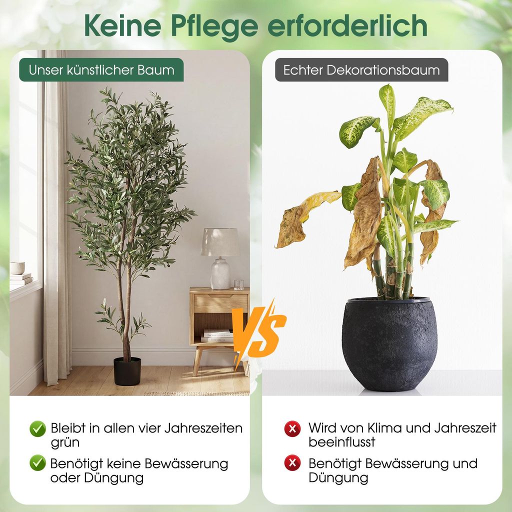 COSTWAY knstliche Olivenbaum, 180 cm, Kunstpflanze im