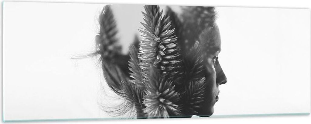 Bilder auf glas - Frau Abstraktion - 90x30cm - Glasbilder - Wandbilder - Kunstdruck - zum Aufhängen bereit - Wanddekoration aus Glas - Glas Bilder...