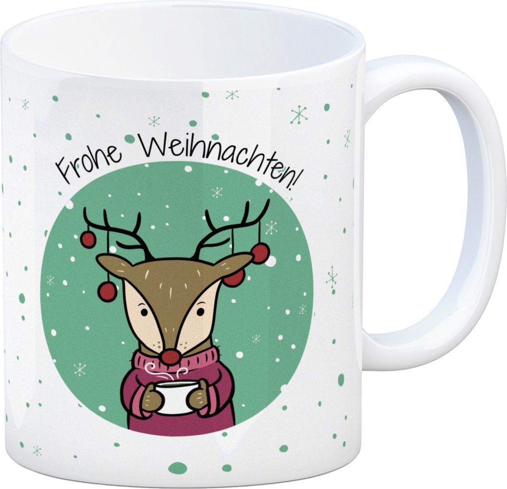 Frohe Weihnachten Kaffeebecher mit süßem Rentier Produktbild 