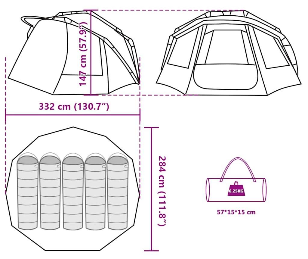 vidaXL Tent voor 5 personen, olijgroen, waterdicht Productafbeelding 