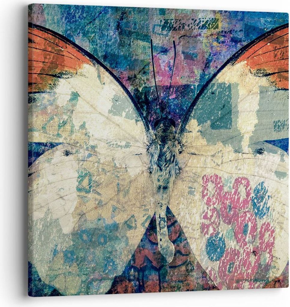 Bild auf Leinwand - Leinwandbild - Schmetterling Abstraktion - 40x40cm - Wand Bild - Wanddeko - Leinwanddruck - Bilder - Kunstdruck - Wanddekoratio...