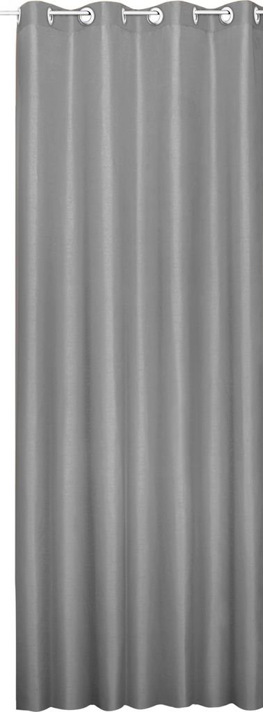 Vorhang Grau Ösen 145x245 cm Gardine Wildseide Optik halbtransparent Dekoschal